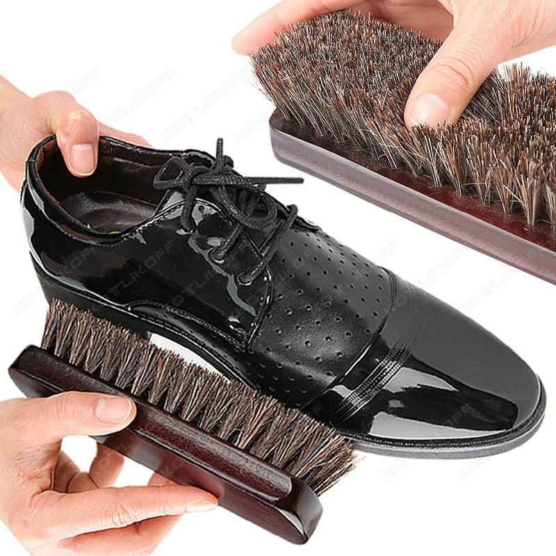 KOTLIKOFF 1/2 PCS Handle Details Polishing And Cleaning Brush Horse Hair Wood Brush Leather Shoe Care And Cleaning Shoe Brush