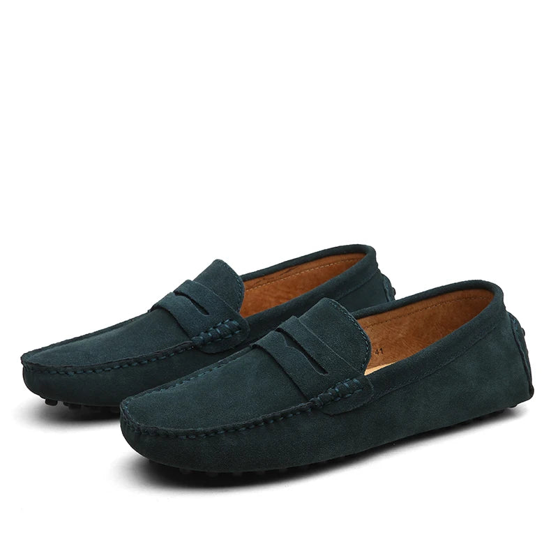 Men's Suede Leather Penny Loafers Casual Driving Moccasins Slip-On Boat Shoes Plus Big Sizes 49 50 51 52 53