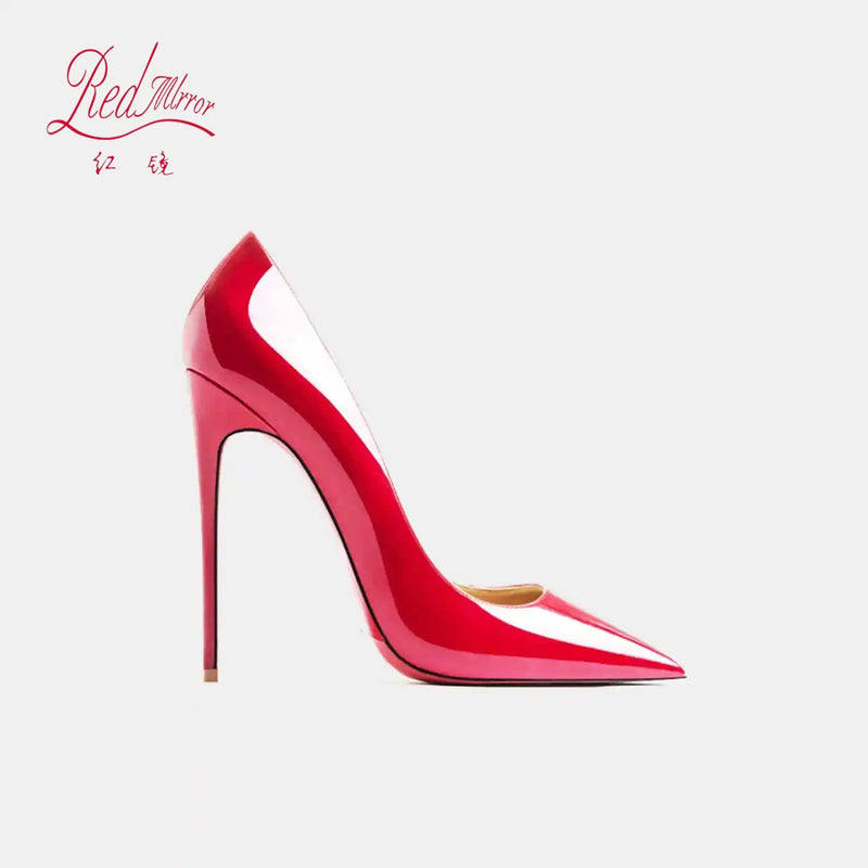 Black Women's Elegant High Heels Red Shiny Bottoms Luxury Brand Women Heels 2025 Trend Pointed Toe Sexy Party Pumps Shoes Women