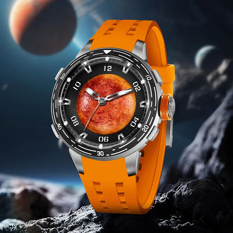 PINDU Design Original New Brand Wristwatches Miyota 8215 Planet Theme Series Mechanical Watch Men's Curved - Visuel 5 | SAMAG