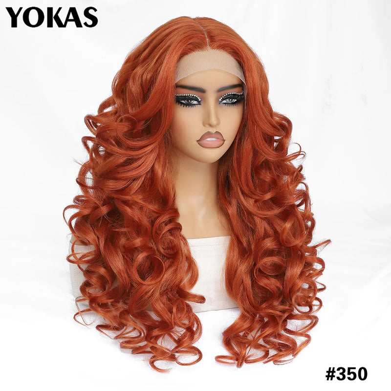 Lace Front Wigs 13X5X1 Latisha Synthetic HD Curly Pre Plucked Lace Front Wigs With Bangs For Afro Women Highlight With Baby Hair