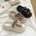 Summer Women Slippers Platform Bow Decoration Clogs Garden Shoes Comfortable Beach Sandal Chunky Slippers Soft Slides for Female