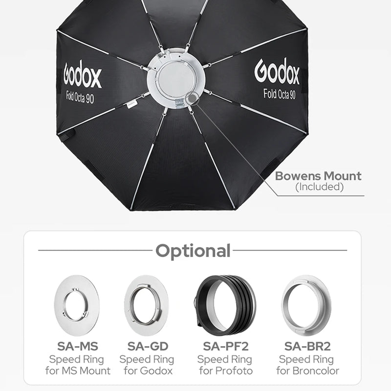 Godox EazyFlow Series Octa 60/90/120/150cm Quick Setup Foldable Softbox Portable Lighting Diffuser for Photography Studio