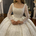 Luxury Sparkly Ball Gown Wedding Dress Long Sleeves - View 2 | SAMAG
