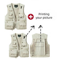Men's Vest Summer Casual Photography Fishing Multi-Pocket Vest Outdoor Leisure Mountain Climbing Sleeveless V-Neck Custom Logo