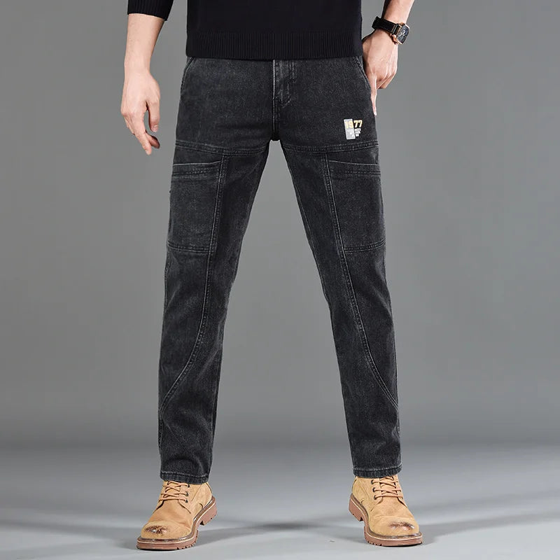 Fashion Print Six-Pocket Jeans Small Straight Cut Style | SAMAG