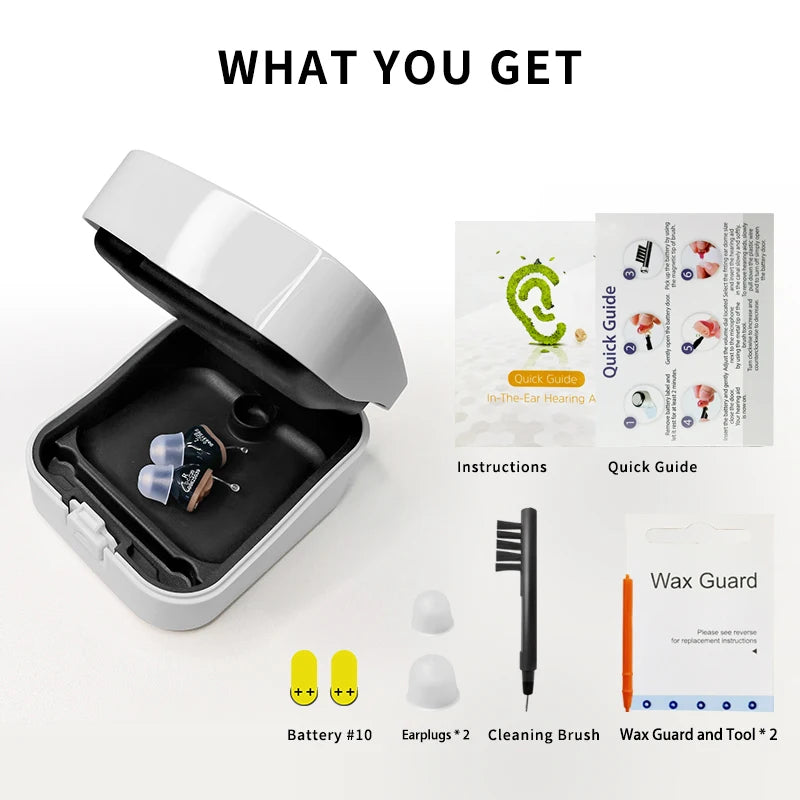 Hearing Aid Invisible Adjustable Wireless Hearing Aids Mini CIC Left/Right Ear Sound Amplifier For Adults Elderly Severe Loss