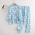 Cotton Flannel Women's Long Pants Pajamas Sets for Sleepwear Plaid Design Loose Autumn and Winter Long Sleeve Trouser Suits