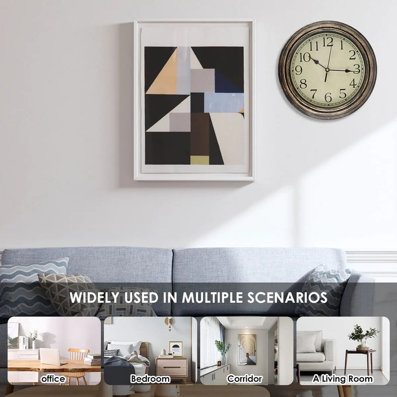 Wall Clock Large Retro Wall Clock Non Ticking Classic Silent Clocks for Living Room Kitchen Bedroom Home Office Decoration