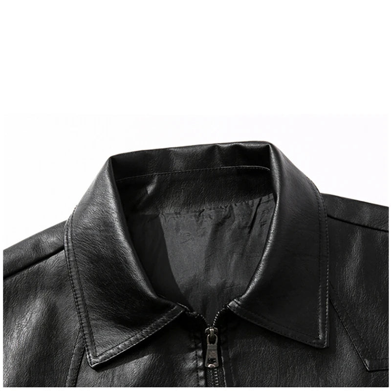 2025 new men's trendy coat leather jacket, PU jacket, black, light green optional, Asian size M-7XL