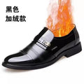 Mens Formal Two Tone Patent Leather Loafers Pointed Toe Slip On Shoes With Metal Buckle Low Heel Comfortable Non Slip Breathable