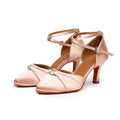 Latin Dance Shoes for Women Silk Diamond Modern National Standard Pumps Cha Cha Rumba High Heeled Professional Indoor Stilettos