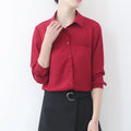 Simple Solid Color Loose Women's Chiffon Shirt 2025 Spring New Fine Long Sleeve Casual Blouses and Tops Lady OL Office Shirts