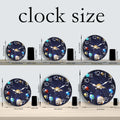 Wooden Wall Clock with Universe and Planet Motifs, 10-14inch Silent Wall Clocks, Aa Battery Powered, Suitable for Living Room, Bedroom, Office, Valentine's Day, Carnival, Ramadan, (Battery Not Included)