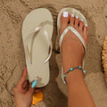 Women's Summer Casual Solid Colour Lightweight Comfortable Non-Slip Bathroom Beach Pool EVA Round Head Flat Bottom Flip-Flops