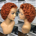 Short Bob Pixie Cut Wig 13X1 Lace Front Orange Wig For Women Perruque Bresillienne Cheap Remy Hair Transparent Lace Wig Sale