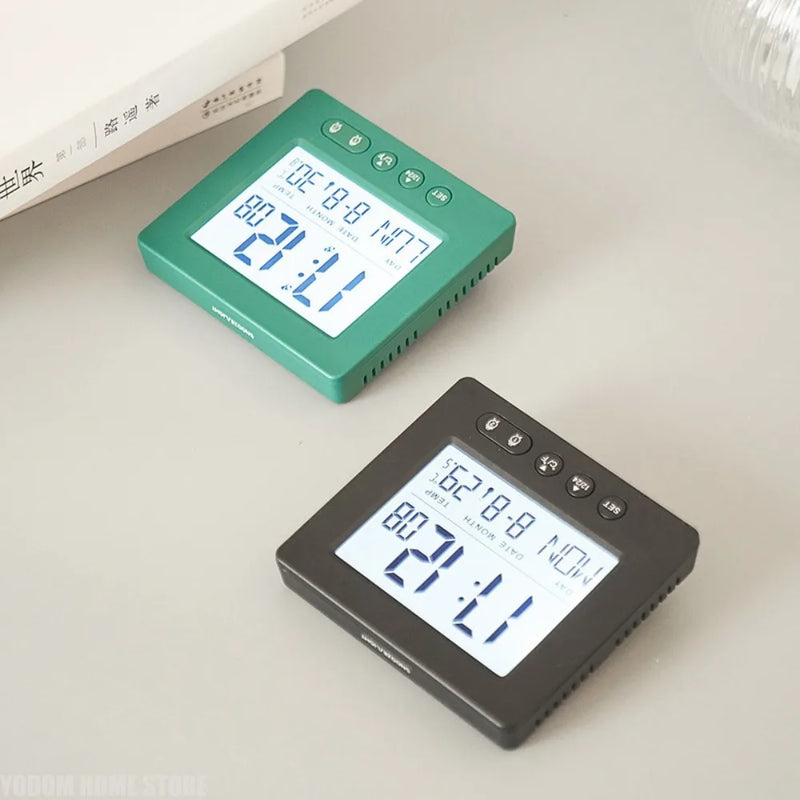 Digital Radio Alarm Clock with Thermometer, 5 Minute Function, 2 Alarm Time Settings, Simple Clock for Home Use