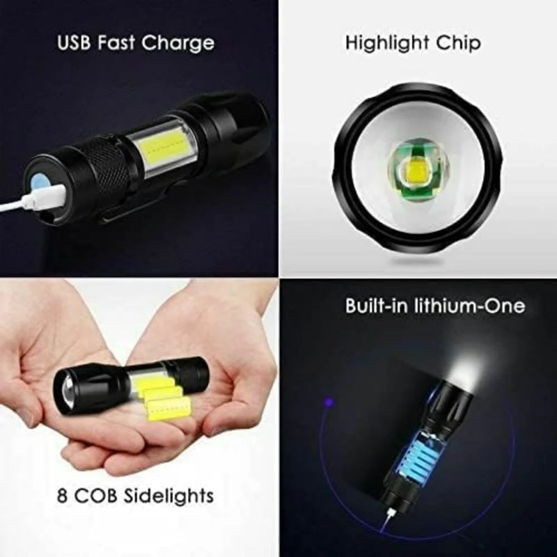 Led Flashlight Rechargeable USB Torch Mini Small Light - View 4 | SAMAG