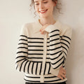 WinvyNee Women's Clothing Cashmere Wool O Neck Striped - View 4 | SAMAG