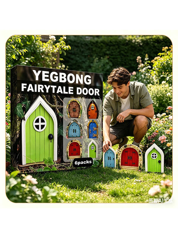 Garden Decor Fairy Door, Yard Tree Decor Wooden Miniature Dwarf Fairy Door Cute Outdoor Landscape Ornament Home Garden Art