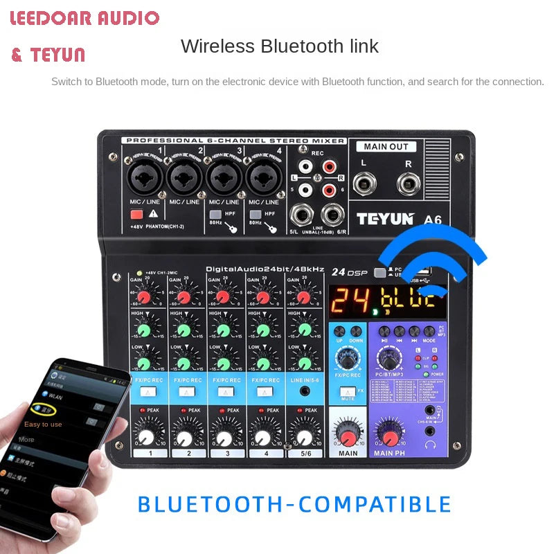 TEYUN 8 6 4 Channel Professional Portable Mixer Sound Mixing Console Computer Input 48v Power Number Live Broadcast A4 A6 A8 New