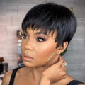 Short Pixie Cut Wig Human Hair Ready to Wear Brazilian Human Hair Wigs for Women Black Color Full Machine Short Straight Wigs
