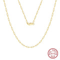 ORSA JEWELS 14K Gold 925 Sterling Silver 1.8mm Paperclip Neck Chain Fashion Link Chain Necklaces for Women Dainty Jewelry SC39