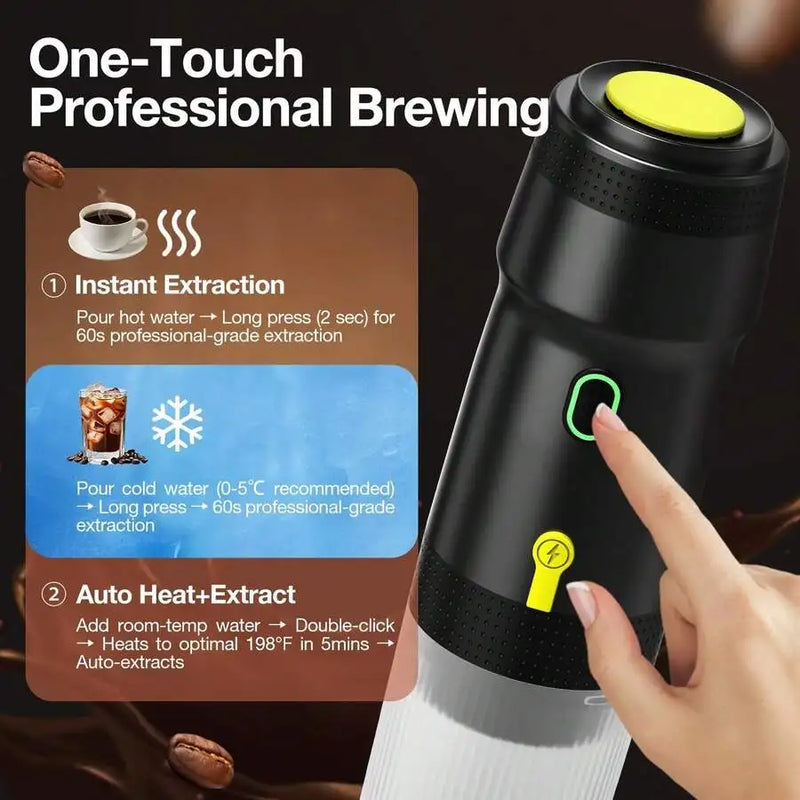 Portable Electric Coffee Maker With 3 Brewing Modes - 72W Rapid Heating, 120ml Capacity, USB/Car/Adapter Charging For Coffee Pow