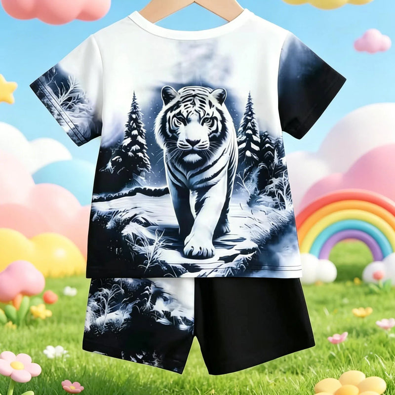Summer Boys Ink Wash Tiger All Over Print Short Sleeve - View 2 | SAMAG