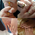 Stylish simple smooth stainless steel plated 18K ring Classic gold couple ring wedding engagement jewelry gift