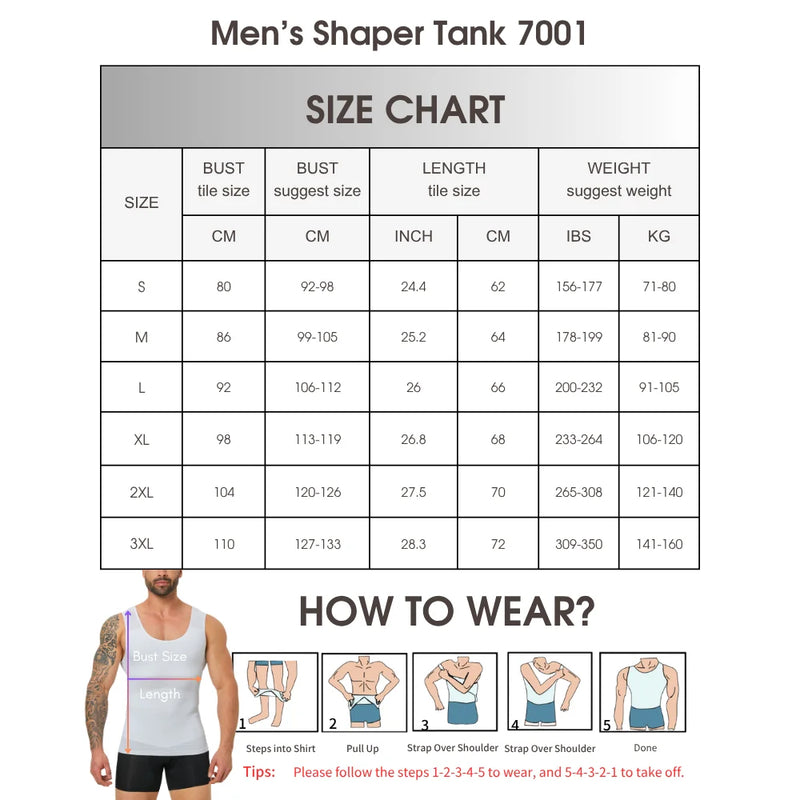 Men's Shapewear Tank Top Tummy Control Compression Vest Cool Fabric Slim Fit Undershirt Summer Gym Training Casual Daily