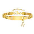 Vnox A-Z letters Baby Bracelets, Stainless Steel Strap Chain for Kids With Cute Letter Blank Bar, Children Jewelry Gift