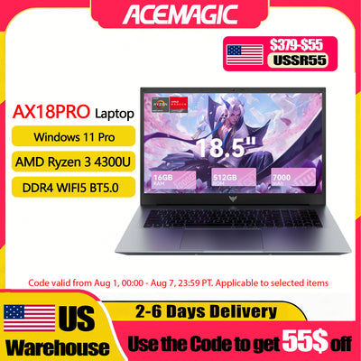 18.5" Laptop 16GB RAM 512GB SATA SSD AMD Ryzen 3 4300U | SAMAG