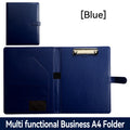 1Pc Texture PU Leather Multi-Functional Folder A4 Clip Pen Holder Card Slots - Business Office Meeting Organizer for Bank/Sales