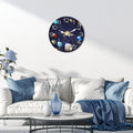 Wooden Wall Clock with Universe and Planet Motifs, 10-14inch Silent Wall Clocks, Aa Battery Powered, Suitable for Living Room, Bedroom, Office, Valentine's Day, Carnival, Ramadan, (Battery Not Included)