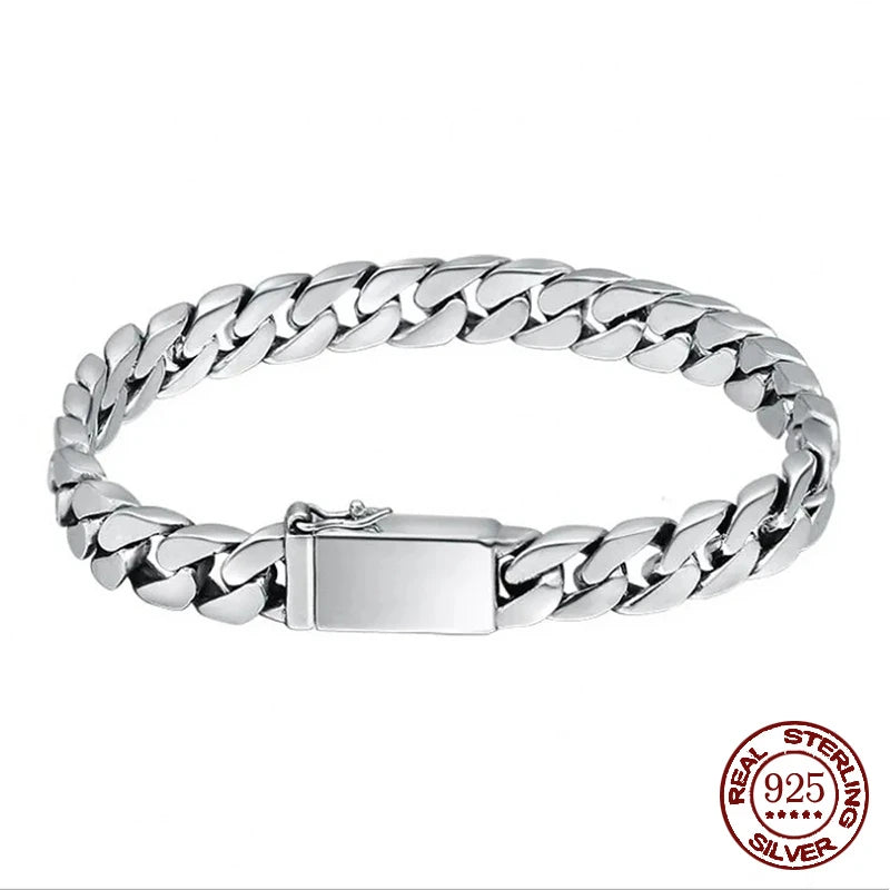 100% S925 Sterling Silver Necklace 7/810MM Punk 925 Chains Original Certified Jewelry Gifts - Visuel 8 | SAMAG