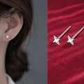 925 Sterling Silver Hypoallergenic Stud Earrings for Women Moon Star of David Maple Leaf Heart Lightning Earrings S999 Jewelry