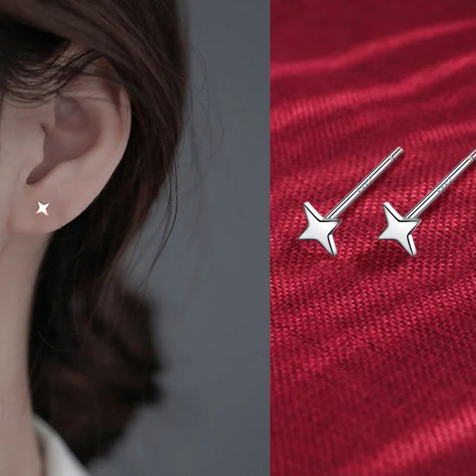 925 Sterling Silver Hypoallergenic Stud Earrings for Women Moon Star of David Maple Leaf Heart Lightning Earrings S999 Jewelry