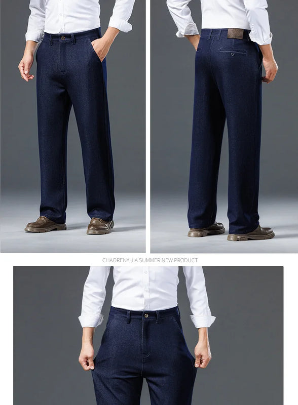Men's Straight Leg Jeans Streetwear Blue/Black Casual | SAMAG