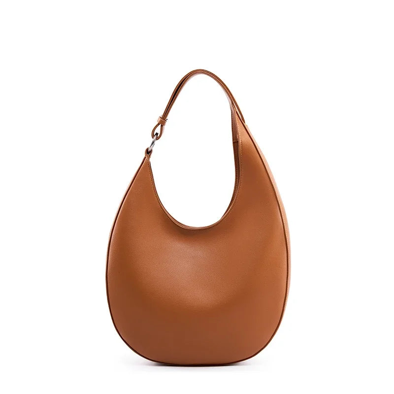 BURMINSA Genuine Leather Hobo Bag For Women Vintage Soft Cowhide Half Moon Underarm Shoulder Purses Commuter Office Handbags
