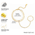 Stainless Steel Hand Chain Ring Bracelet for Women, Adjustable Gold Plated Double Layer Finger Summer - Visuel 2 | SAMAG