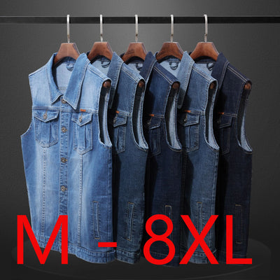 Large size men's denim vest plus stretch sleeveless | SAMAG