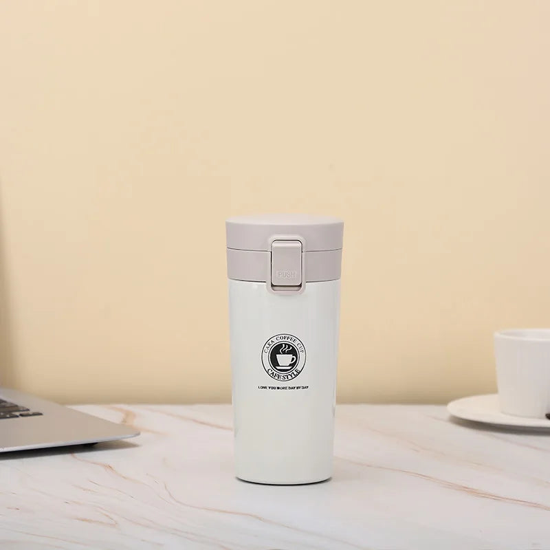 380ml Thermos Coffee Cup Tea Mug Double Layer Stainless Steel Vacuum Insulated Metal Thermos Outdoor Sports Water Bottle