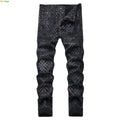 Men's Black Jeans for Spring and Fall, Checkered Print | SAMAG