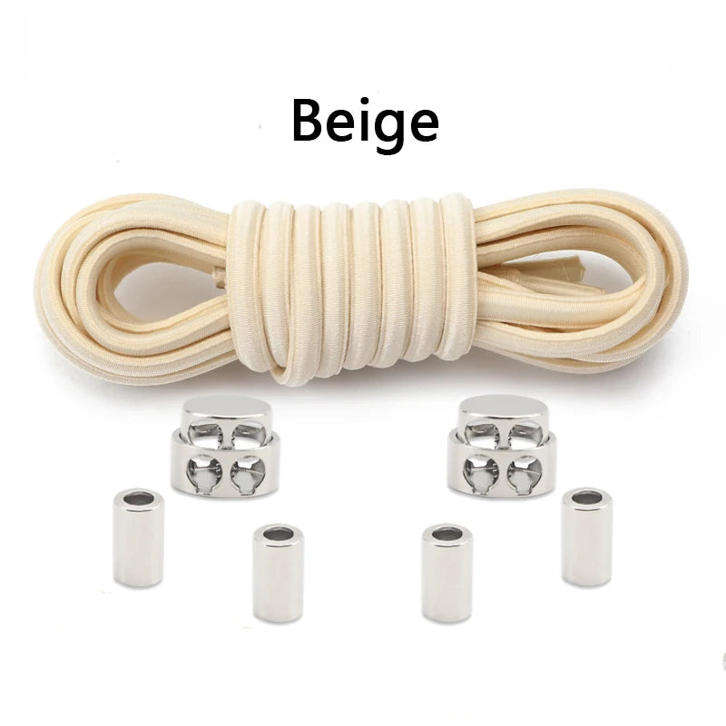 Oval Elastic Shoelace Metal Buckle Laces Unisex Quick-On/Off Shoelaces for Sneakers and Boots 1Pair/2Pair
