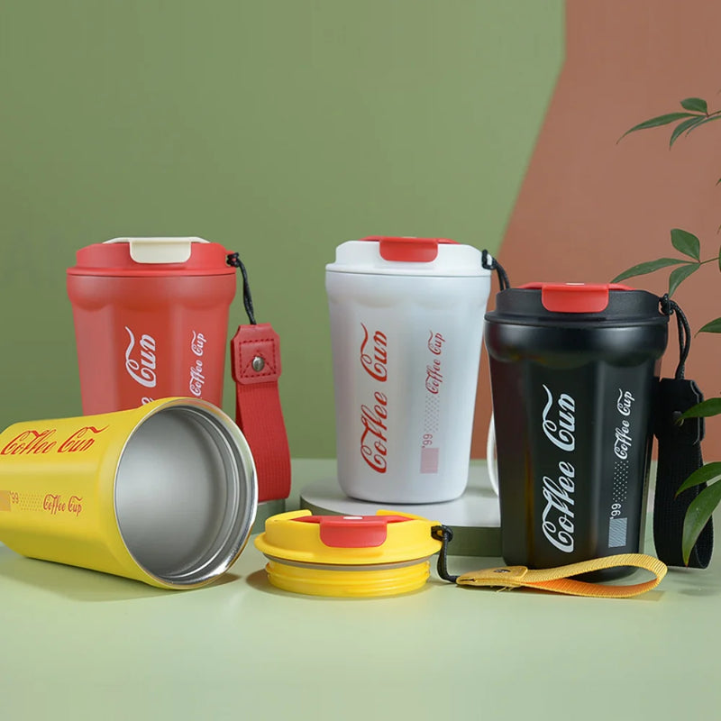 Thermos Coffee Mug Leakproof Vacuum Double Wall Travel Coffee Cup Portable Belt Cup Stainless Steel Mug