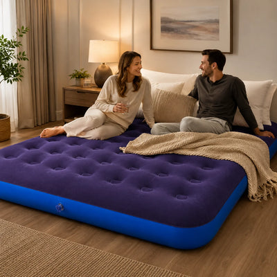 Inflatable Air Mattress Bed with Built - in Pump, Flocked | SAMAG