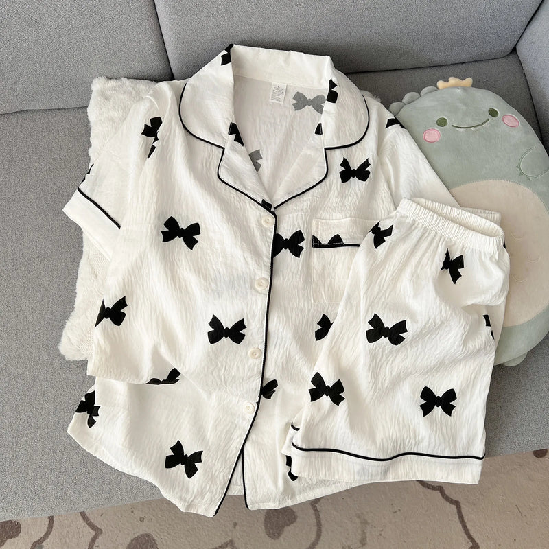 2 Summer Short-Sleeve Pajama Set for Women, Comfortable | SAMAG