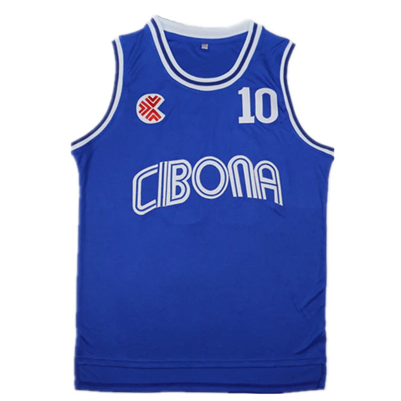 CIBONA Basketball Jersey #10 Petrovic High-Quality Blue Outdoor Sportswear with Embroidery Ventilation for Sports Fans