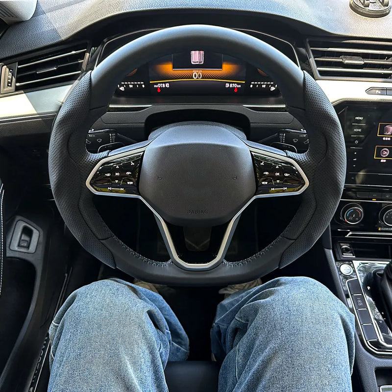 2PCS Universal Round Car Steering Wheel Cover Winter Fur Warm Carbon Fiber Leather Anti-slip Protective Case Luxury Accessories